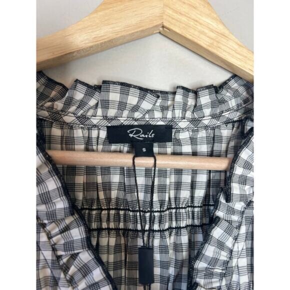 NWT Rails Martine Front Tie Peplum Vneck Sleeveless Blouse Ivory Jet Size: Small - Picture 4 of 8